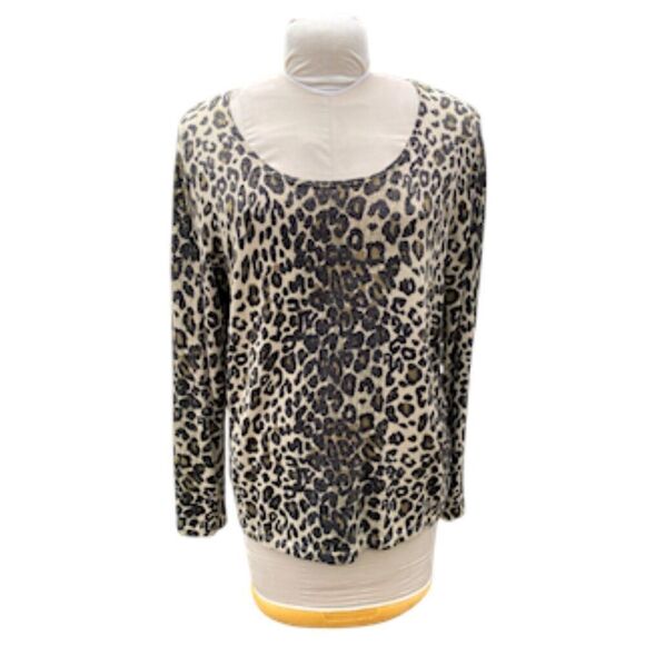 NYGARD Collection Leopard Sweater Metallic Knit Pullover Sz. 0X - Picture 1 of 9
